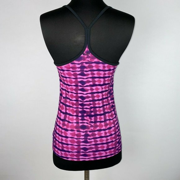 C9 By Champion S Pink Purple Black Patterned Built In Bra Activewear Tank - Picture 5 of 10